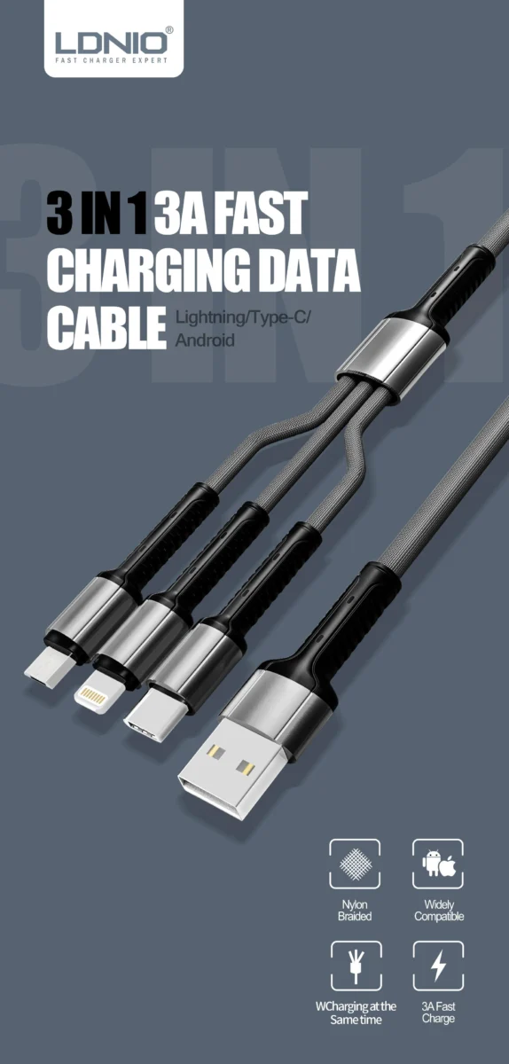 LDNIO LC93- 3 IN 1 Fast Charging Data cable