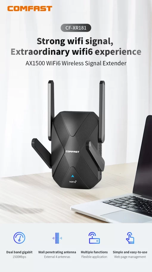 COMFAST Wi-Fi 1300Mbps, 2.4/5.8 Ghz Repeater - Image 6